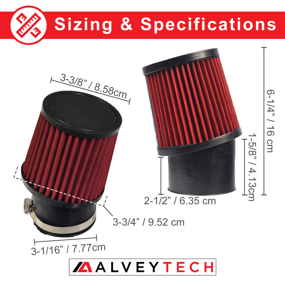 High Performance Air Filter Intake Kit for the Coleman RB200 212cc Mini Bike, featuring a close-up of the red filter, mounting hardware, and adapters, designed for efficient dust-free air intake.