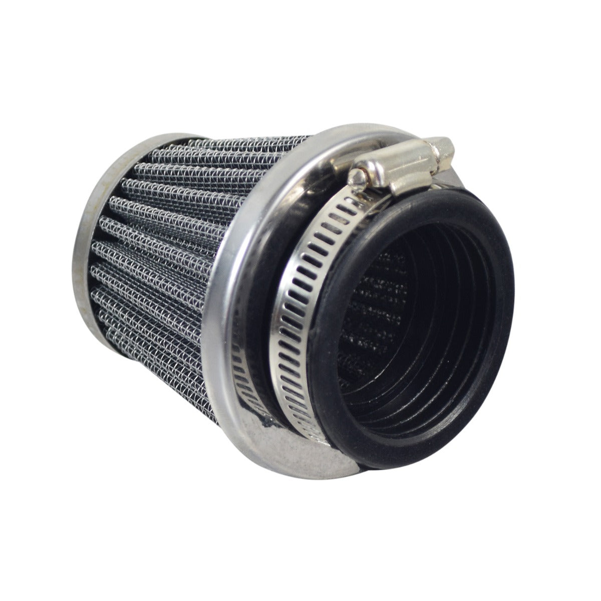 44 mm Air Filter for 150cc - 250cc PZ30 Carburetor ATVs, Dirt Bikes, & Go-Karts, shown in close-up, highlighting its cylindrical shape and fine mesh structure for effective dust filtration.