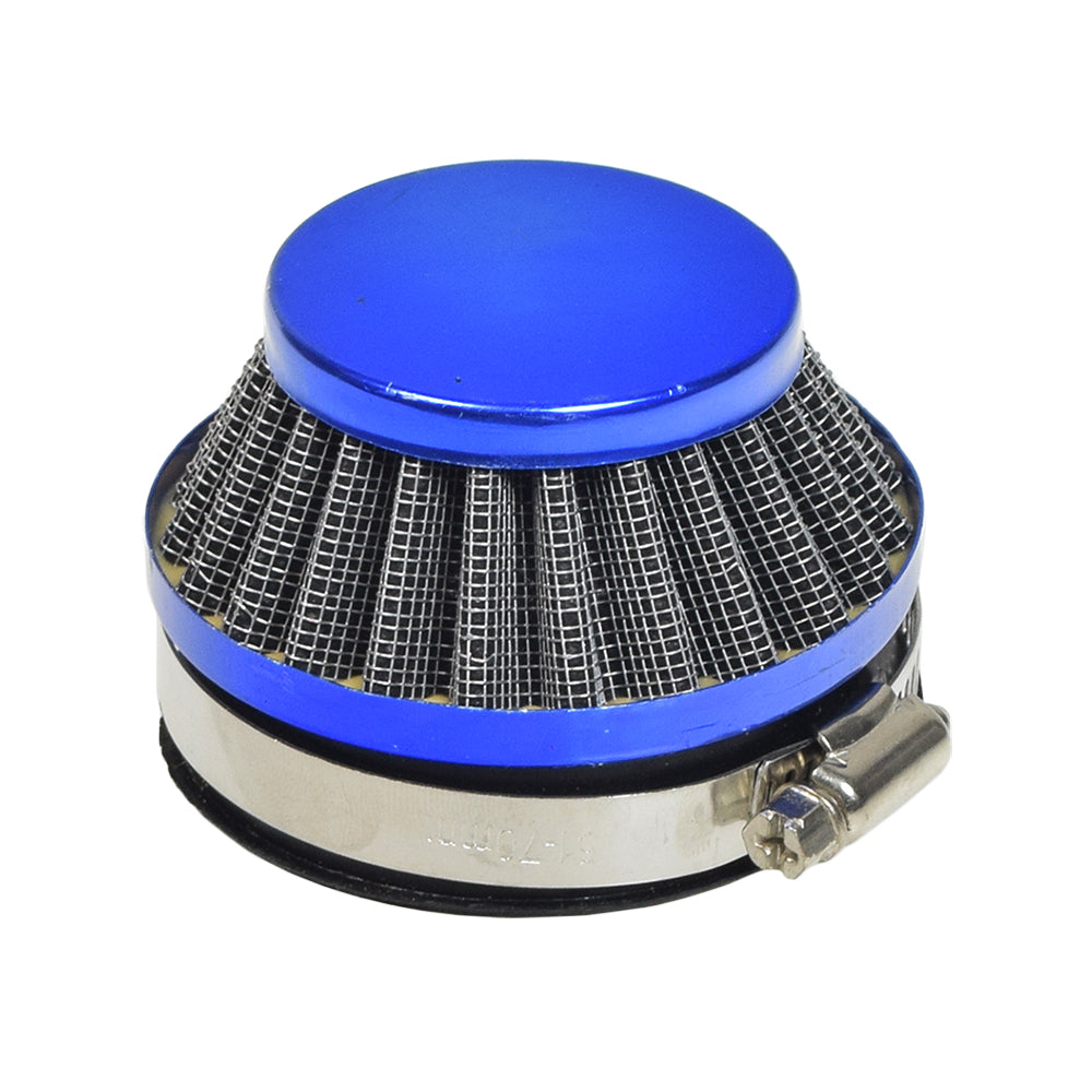 60 mm Air Filter for 48cc & 80cc Gas Bicycle Engines, featuring a sleek blue and silver design, essential for maintaining clean airflow and ensuring smooth engine performance.