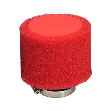 37 mm - 39 mm Straight Foam Air Filter for 125cc-150cc ATVs, Dirt Bikes, Go-Karts, & Pit Bikes on a metal base.