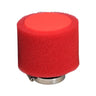 37 mm - 39 mm Straight Foam Air Filter for 125cc-150cc ATVs, Dirt Bikes, Go-Karts, & Pit Bikes on a metal base.