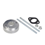 High Performance Air Filter Kit for the Coleman CC100X & CT100U Mini Bikes, featuring a metal object with screws, bolts, a black gasket with holes, and a silver nut.