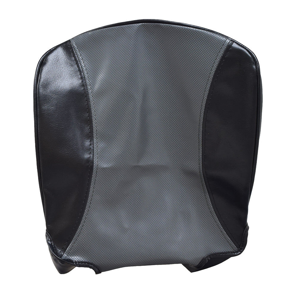 Seat Back Cushion Cover for the ActiveCare/Drive Medical Spitfire EX1320 & EX1420 features a sleek two-tone design in black and grey leather, shown from the back with detailed stitching.