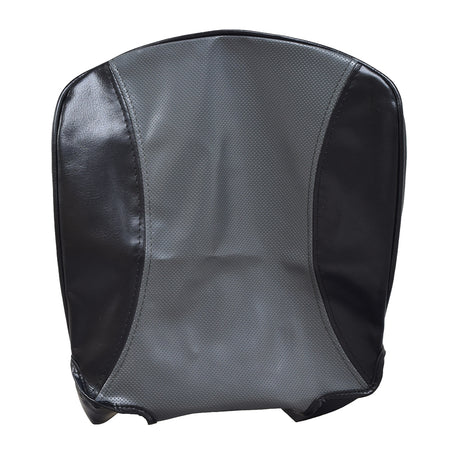 Seat Back Cushion Cover for the ActiveCare/Drive Medical Spitfire EX1320 & EX1420 features a sleek two-tone design in black and grey leather, shown from the back with detailed stitching.