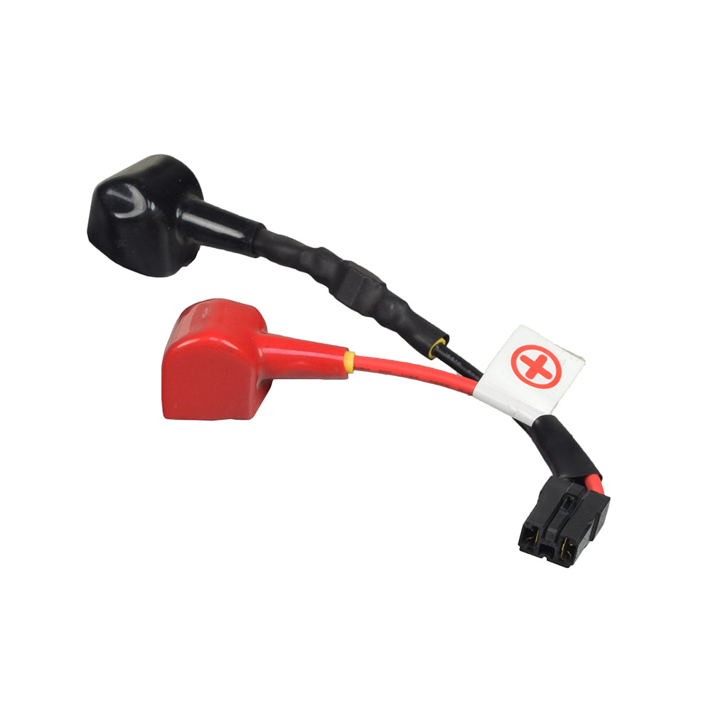 Positive Battery Wiring Harness for the ActiveCare Intrepid, Pilot 2310, & Pilot 2410: close-up of red and black electrical wires and connectors, essential for replacing worn-out battery cables in Jazzy power chairs.