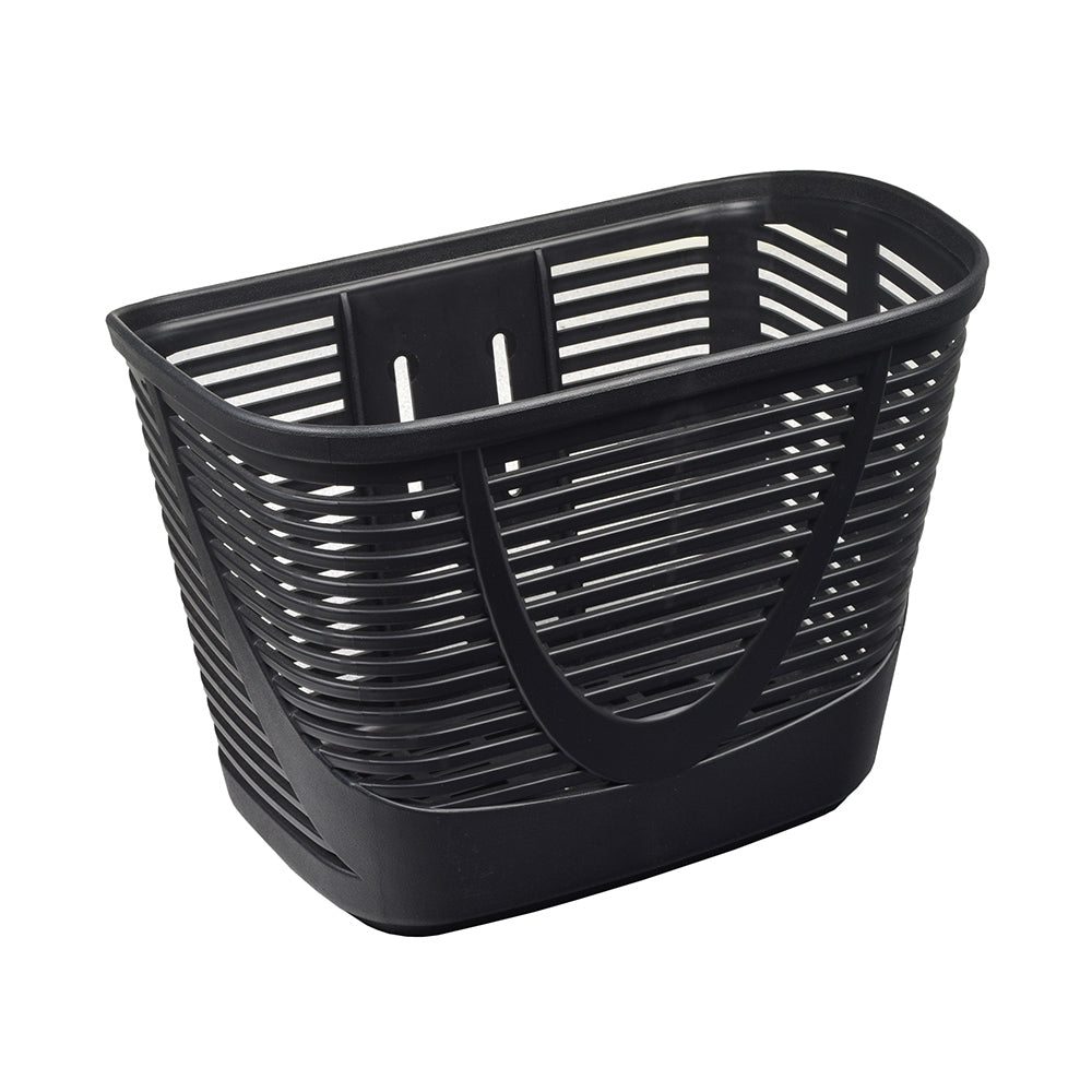 Basket for the ActiveCare Osprey, Pilot, Prowler, & Spitfire EX (Blemished) – a black plastic storage basket with a handle, suitable for various scooter models, missing the bolt-on bracket plate.