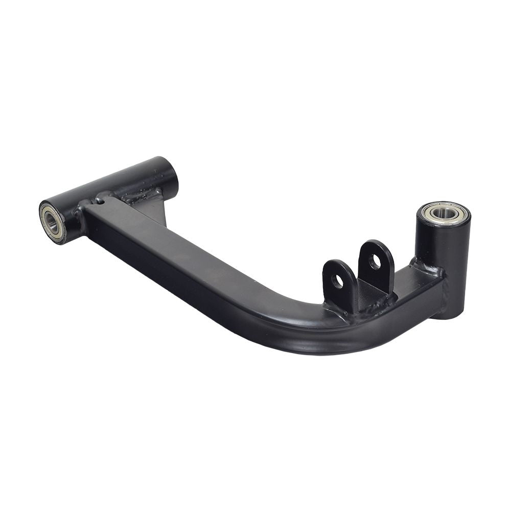 Control Arm for the ActiveCare Pilot (2310/2410) and Prowler (3310/3410) mobility scooters, featuring a black metal arm with multiple holes and two installed bearings.