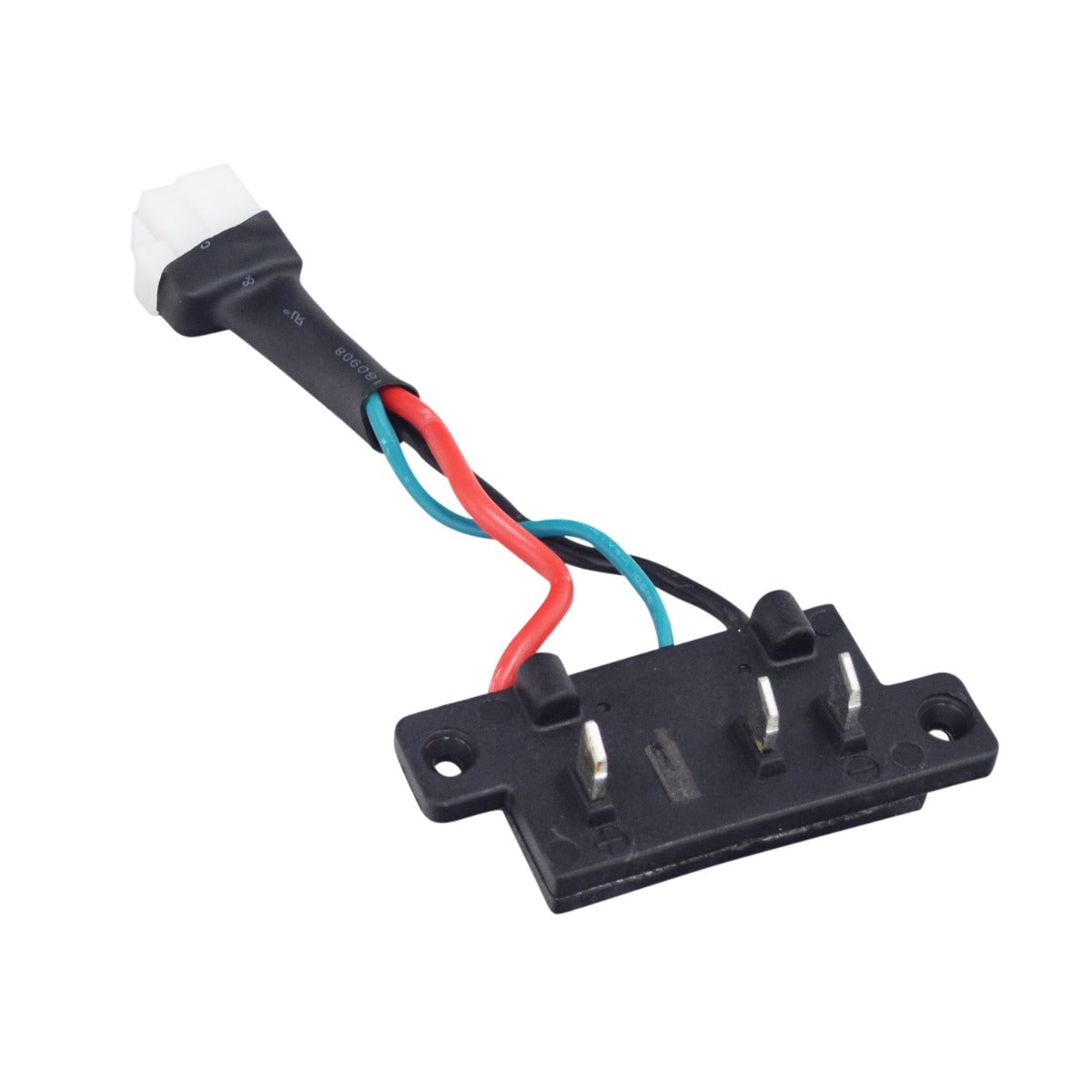 Battery Connection Plate for the ActiveCare Medical Spitfire EX 1420 and Drive Medical Spitfire EX2, featuring a black rectangular device with attached red and blue wires for secure battery connections.