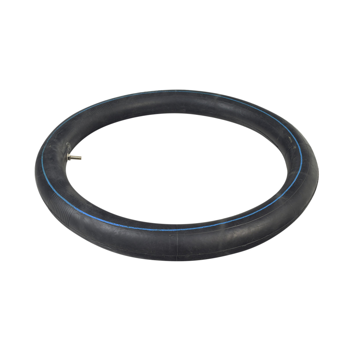 2.50-17 Scooter Inner Tube for Mopeds, Scooters, & Dirt Bikes, shown as a black tire with blue lines and a straight valve stem, fitting tire sizes 2.25-17 through 2.75-17.