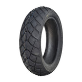 Kenda 130/70-12 Dual Sport Scooter Tire with K761 Tread; close-up of tire showcasing its thin, aggressive tread pattern for on and off-road performance.