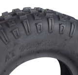 Close-up of the 145/70-6 Tire with AQ3015 Knobby Tread, designed for Baja Blitz, Dirt Bug, Doodle Bug, and Racer Mini Bikes. The tire features a distinct knobby tread pattern.