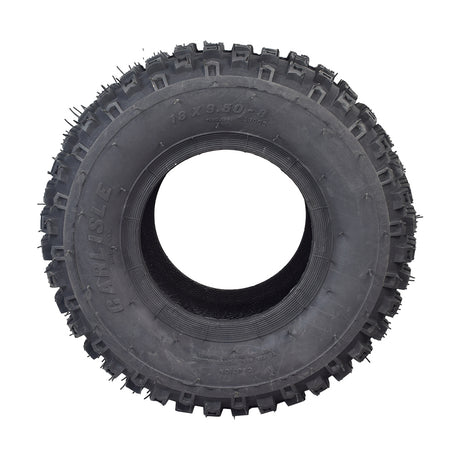 18X9.50-8 Knobby Tire with aggressive tread pattern, ideal for off-roaders, ATVs, utility vehicles, and go-karts. Tubeless pneumatic design ensures excellent grip on slippery terrain.