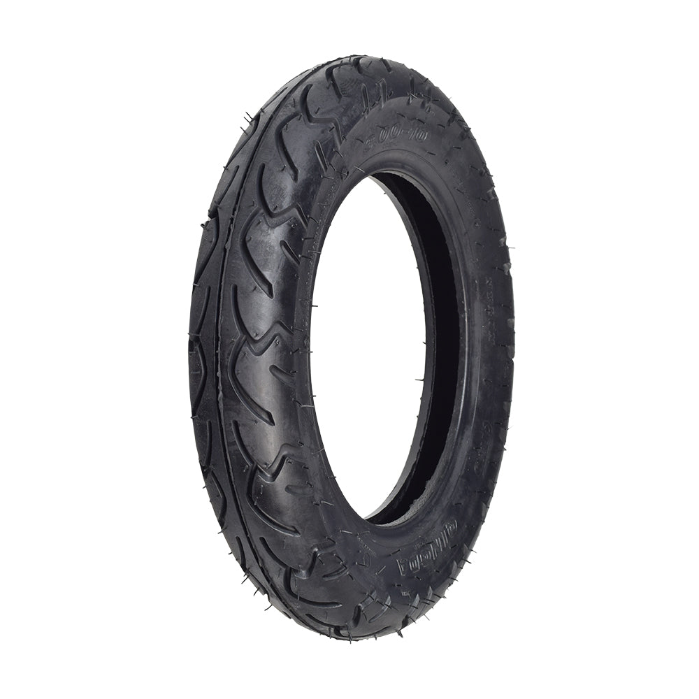 3.00-10 Tubeless Scooter Tire with QD001 Tread by Qind, featuring a detailed tread pattern, designed for mounting on front or rear rims.