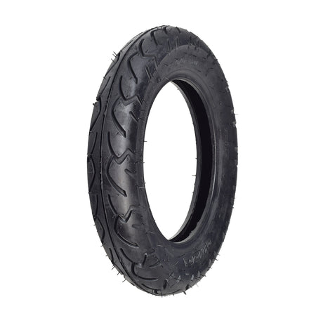 3.00-10 Tubeless Scooter Tire with QD001 Tread by Qind, featuring a detailed tread pattern, designed for mounting on front or rear rims.