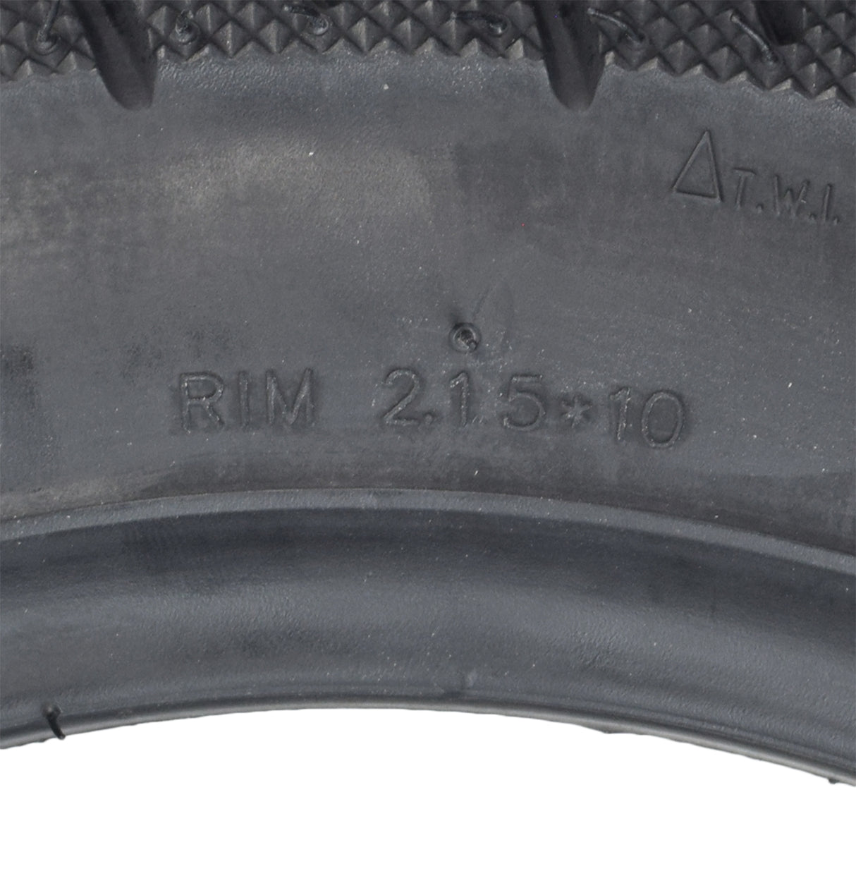 Close-up of a 3.00-10 Tubeless Pneumatic Tire with Street Tread, showcasing detailed tread pattern, designed for recreational style mobility scooters such as Drive Medical ZooMe 3, Pride Mobility Raptor, and eWheels models.