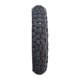 3.00-10 Tubeless Pneumatic Tire with Knobby Dual Sport Tread for Recreational Style Mobility Scooters, featuring distinct red and black treads, designed for enhanced traction on various surfaces.