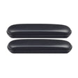 Set of two black 10 desk length padded vinyl armrest pads for eWheels EW-M33 and EW-M34 scooters, featuring multiple mounting hole spacings for easy installation.