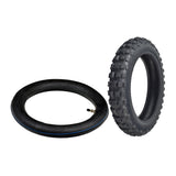 2.50-10 Tire for 70cc Coolster QG-210 & 110cc QG-213A Dirt Bikes, featuring a black tire with a blue stripe and a knobby tread pattern for optimal traction.