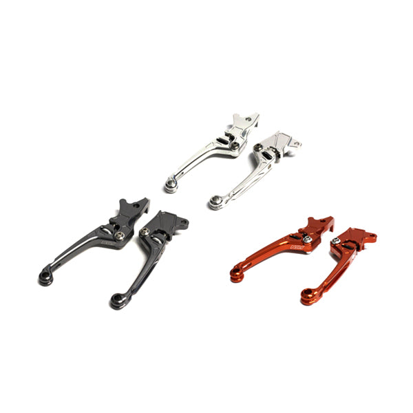 Adjustable Aluminum Brake Levers for the Honda PCX Scooter, featuring a CNC'd aluminum alloy with an ergonomic ball-end design and break-away points to prevent damage from impacts.