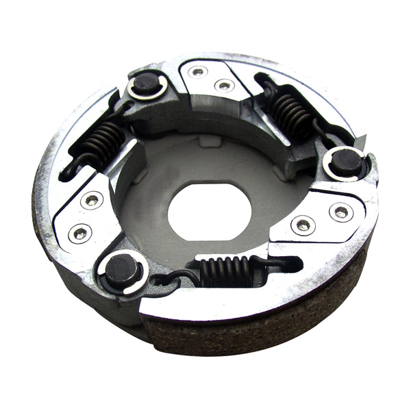 Adjustable Clutch for 1PE40QMB Minarelli Yamaha Jog Style Scooter Engines, featuring visible metal springs and high friction pads, ideal for enhancing performance with adjustable pillows and lightweight components.