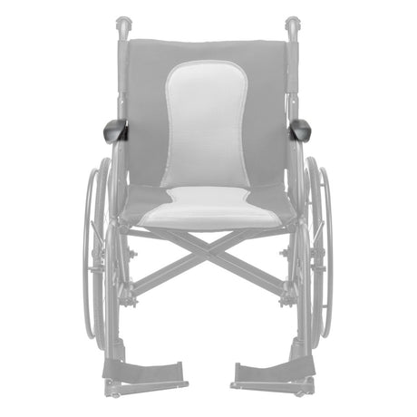 AEROFLY-02 / AEROFLY-01 armrest pad (left and right) shown in color on the Drive Medical AeroFly Ultra-Lite Wheelchair, rest of the wheelchair greyed out