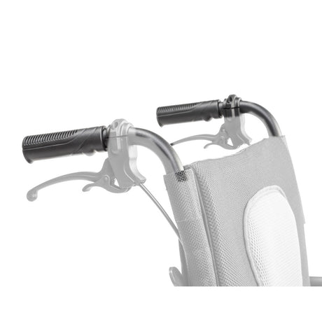 AEROFLY-12 / AEROFLY-13 push handle assembly (left and right) shown in color on the Drive Medical AeroFly Ultra-Lite Wheelchair, rest of the wheelchair greyed out
