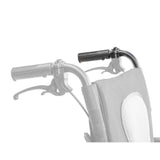 AEROFLY-12 / AEROFLY-12BLK left push handle assembly shown in color on the Drive Medical AeroFly Ultra-Lite Wheelchair, rest of the wheelchair greyed out