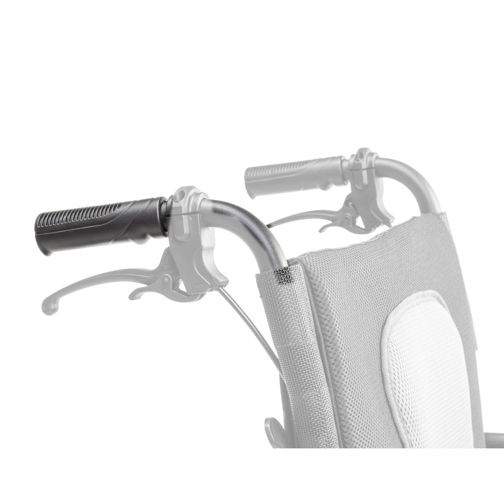 AEROFLY-13 / AEROFLY-13BLK right push handle assembly shown in color on the Drive Medical AeroFly Ultra-Lite Wheelchair, rest of the wheelchair greyed out