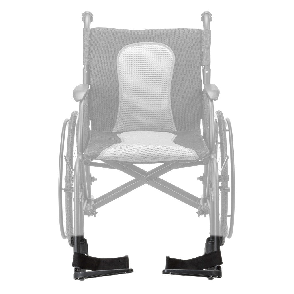 AEROFLY-42 swing-away footrests (pair) shown in color on the Drive Medical AeroFly Ultra-Lite Wheelchair, rest of the wheelchair greyed out