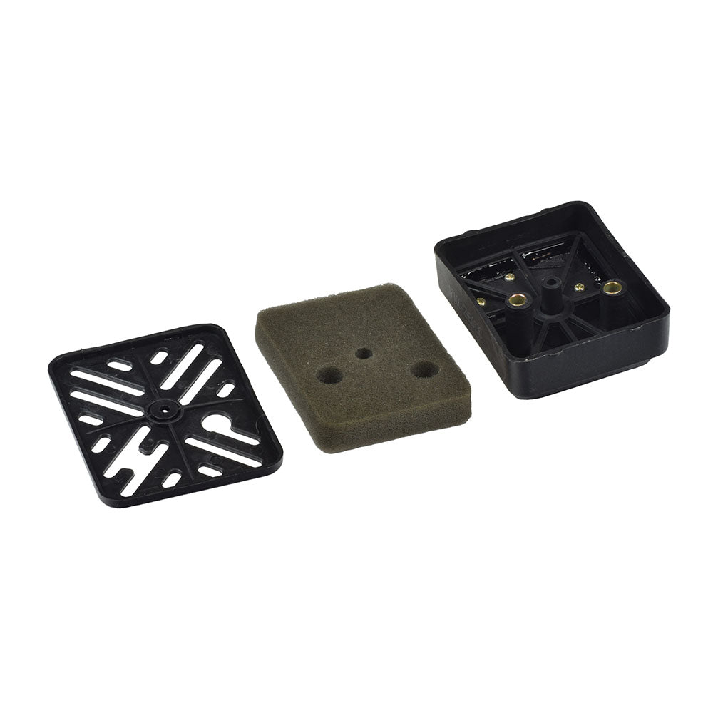 Air Filter for Baja Blitz, Dirt Bug, Doodle Bug 30, & Racer: A black plastic air filter assembly featuring numerous holes, suitable for all versions of the mentioned models.