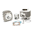 Air Cooled 70cc Cylinder Kit for 50cc 1PE40QMB Minarelli Yamaha Jog Style Scooter Engines, featuring a close-up of the gasket and other silver components essential for assembly.