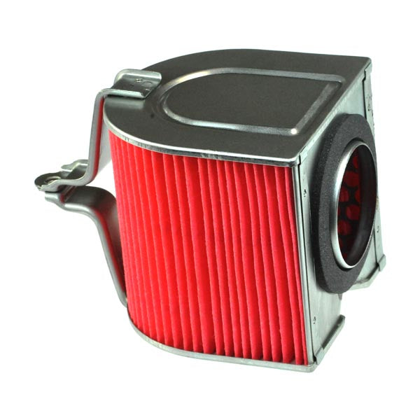 Close-up of the Air Filter for 250cc Honda Style CN250 & CF250 Scooter & Go Kart Engines, showcasing the red and silver filter components designed for optimal performance in off-road applications.