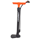 Air Surge Comp Lite Floor Pump with Gauge, featuring a sleek design, suitable for bikes and scooters, showcased with a sturdy base and ergonomic handle for efficient inflation.