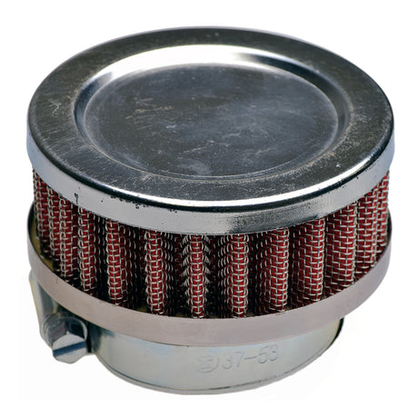 Close-up of the Flat Pancake Style Air Filter for Gas Scooters, showcasing its circular design. Ideal for 33cc to 52cc engines, it enhances airflow and performance with an inside diameter of approximately 1-5/8 inches.