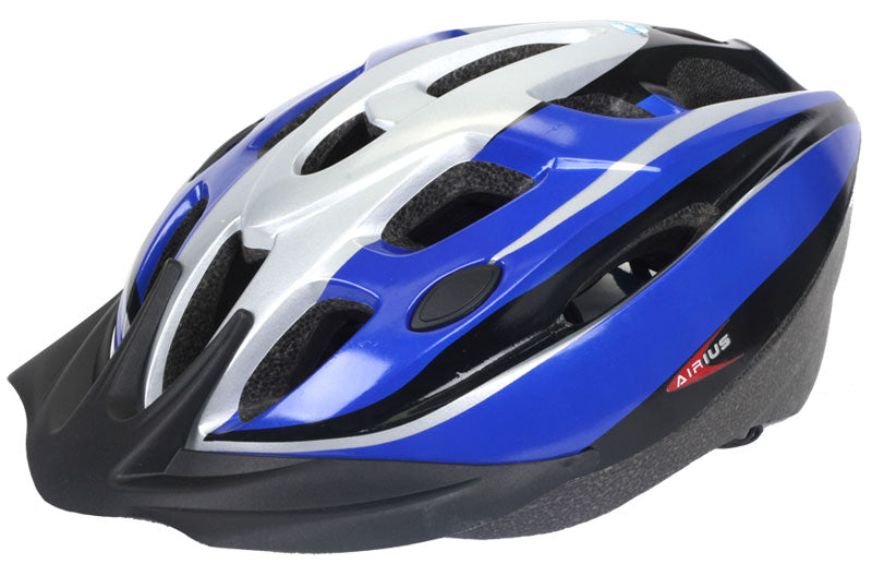 Argo V15iF Bike & Scooter Helmet: A sleek, aerodynamic blue and silver helmet designed for optimal safety and style, featuring a streamlined shape and ventilation for biking and scootering.