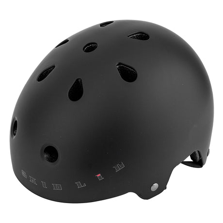 Skid Lid Pro 2 Bike & Scooter Helmet, a durable black helmet with ventilating holes, ideal for biking, scootering, boarding, and skating. Available in youth and adult sizes for optimal fit.