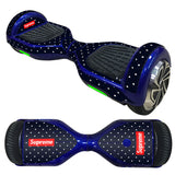 Decorative Decal Sticker Skins for 6.5 Self-Balancing Hoverboards featuring a blue and white polka dot pattern, designed to refresh the look of your hoverboard with easy application.