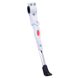 Aluminum Alloy Side-Mount Kickstand for 22 - 27 Bikes, featuring a sturdy white structure with a red circular detail, designed to keep bikes upright and stable when mounted near the rear axle.