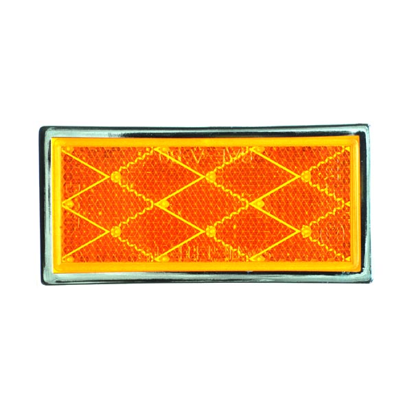 Amber Reflector for the PaceSaver Plus III Scooter, featuring a rectangular shape with a diamond pattern, shown in a close-up view highlighting its textural details.