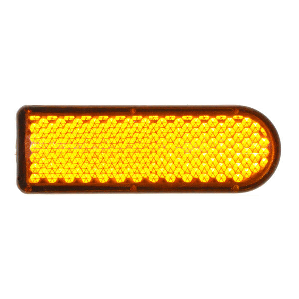 Close-up of the Amber Side Reflector for the Pride Victory 9 (SC609/SC709) & Victory 10 (SC610/SC710) Mobility Scooters, featuring a textured surface with adhesive backing for easy installation.