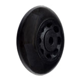 Anti-Tip Wheel for the Jazzy Elite HD, Pride Flash, & Quantum Rival Power Chairs: A close-up of a black wheel with a central hole, designed for stability and safety in power chairs.