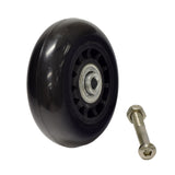 Anti Tip Wheel for the Drive Titan Power Chair, featuring a black wheel with a metal center and a visible bolt, designed to enhance safety and stability.