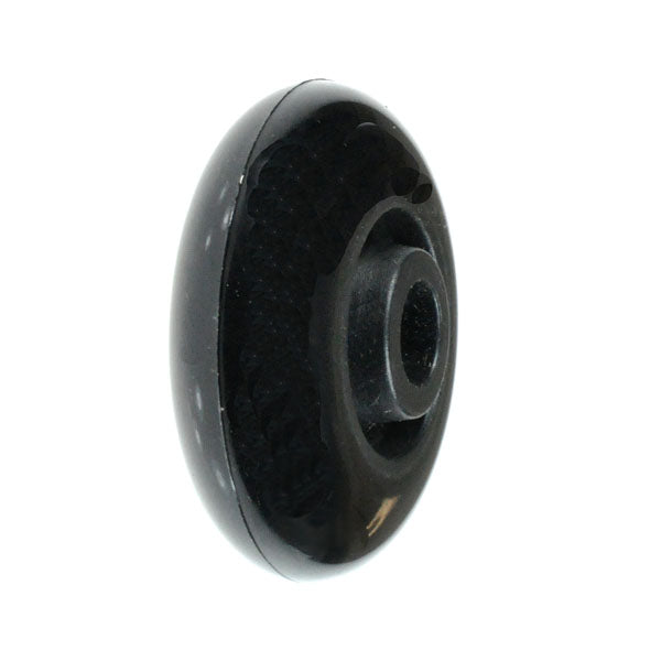 2 Anti-Tip Wheel for Go-Go, Mega Motion, & Pride Mobility Scooters, featuring a close-up of a black rimmed wheel with a central hole, designed for enhancing stability.