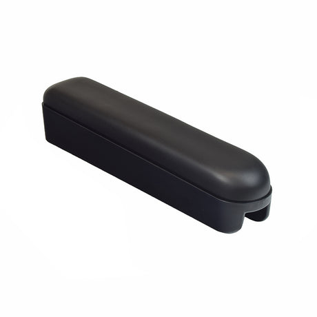 Left Arm Pad for the Golden Technologies Alante DX (GP204/GP215) shown as a sleek, black rectangular object, designed to replace worn-out armrest pads on power chairs, offering durability and comfort.