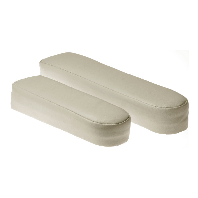 Vinyl Armrest for Pride Scooters, shown in white, with a rectangular shape and smooth finish, displayed as a pair.