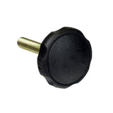 Armrest Adjustment Knob for the Shoprider Streamer power chair, featuring a black round knob with a central bolt, designed for easy grasp and turn to adjust armrest brackets.