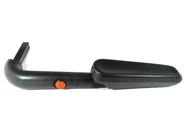 Right Armrest Assembly for Shoprider Mobility Scooters, featuring a black plastic build with an orange light.