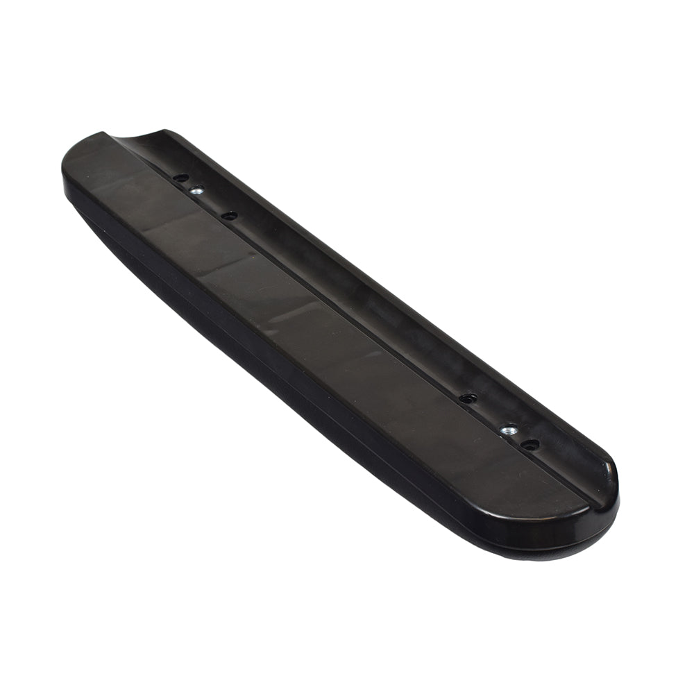 Full Length Armrest Pad for the Pride Stylus & Stylus LS Manual Wheelchair, featuring a black upholstered surface with two mounting holes.