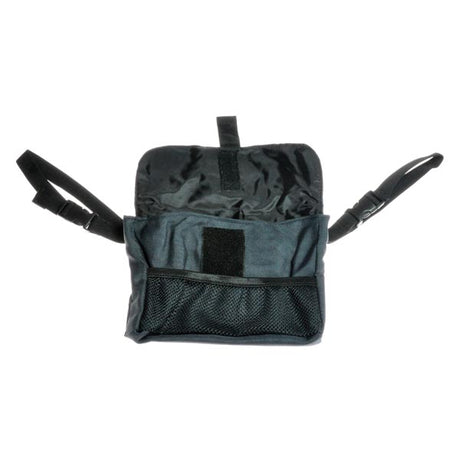 9 x 8-3/4 Armrest Pouch for Mobility Scooters, a black nylon bag with straps, designed to fit most scooter and power chair armrests.