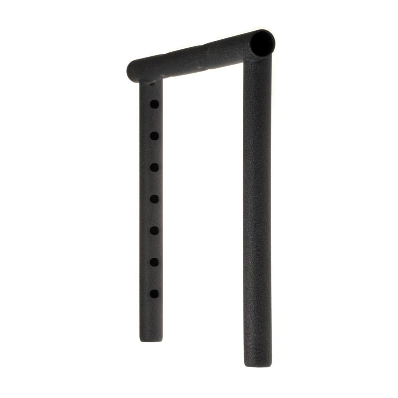 Armrest Weldment for the Pride Stylus & Stylus LS Manual Wheel Chair, featuring a black pipe with holes, designed for desk length and height adjustability, suitable for the upper left side.